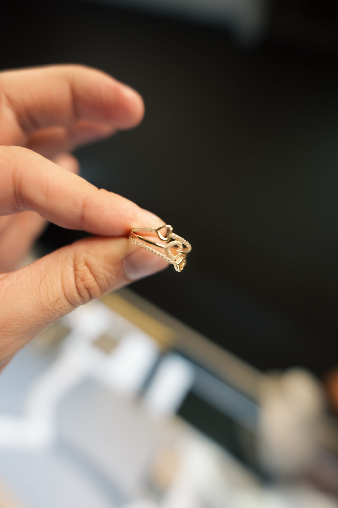 10kt Heart Trio Ring
