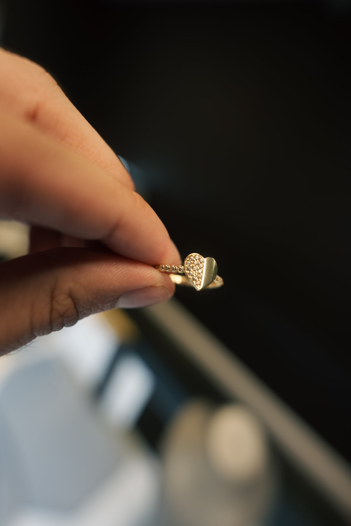 10kt Half Stone Heart Ring